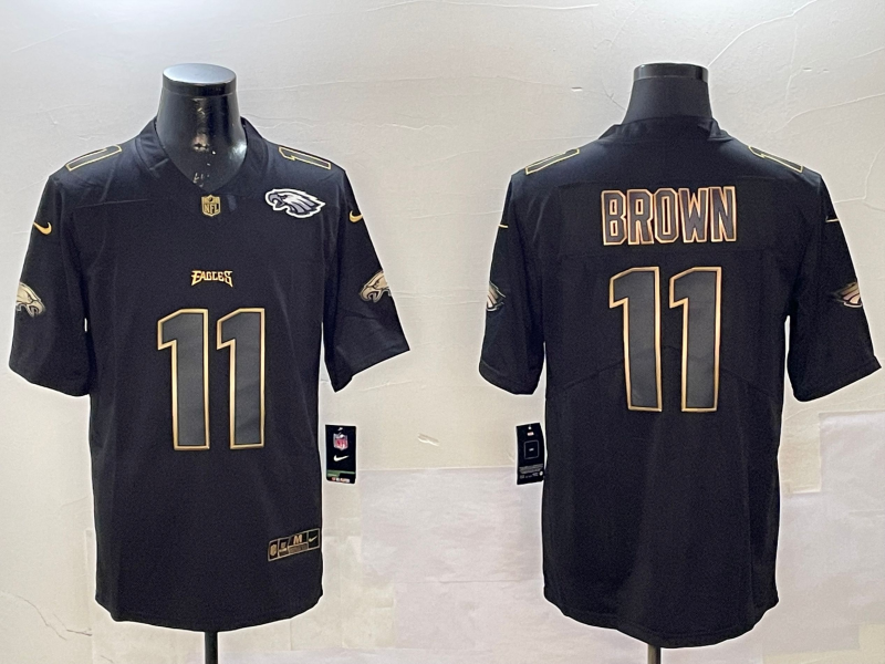 Men Philadelphia Eagles #11 Brown black 2025 Nike NFL jersey style 013->youth nfl jersey->Youth Jersey